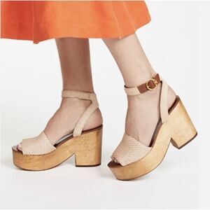 Tory Burch Camilla Calf Hair Wedge Sandals Size 8